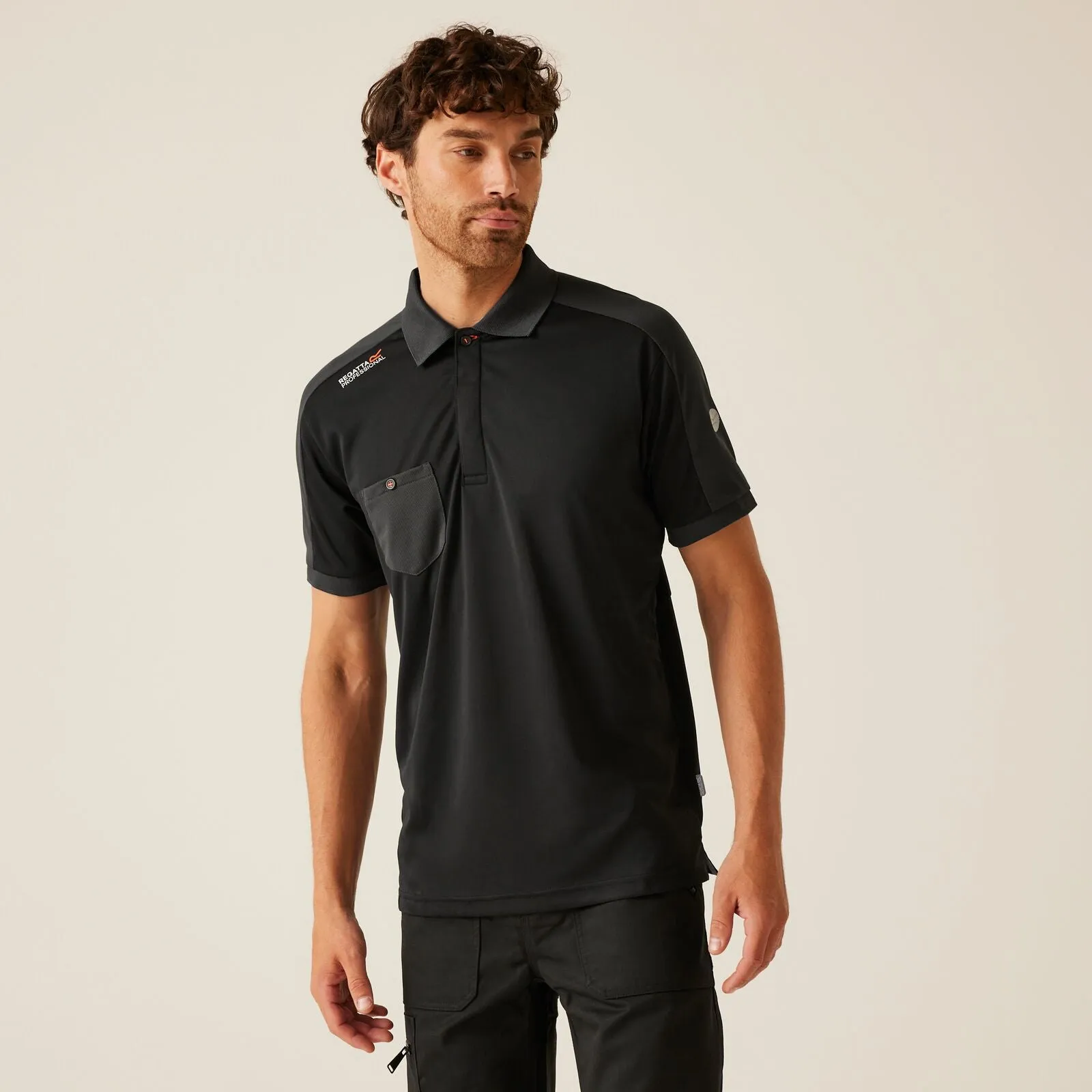 Retro Vibe Button Down Collar Regatta Professional Mens Offensive Wicking Short Sleeve Polo Shirt