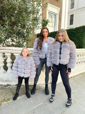 Light Grey Childrens Faux Fur Coat Lightweight Waterproof Jacket