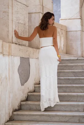 Jovie Ivory Knit Maxi Skirt Adjustable Waistband
