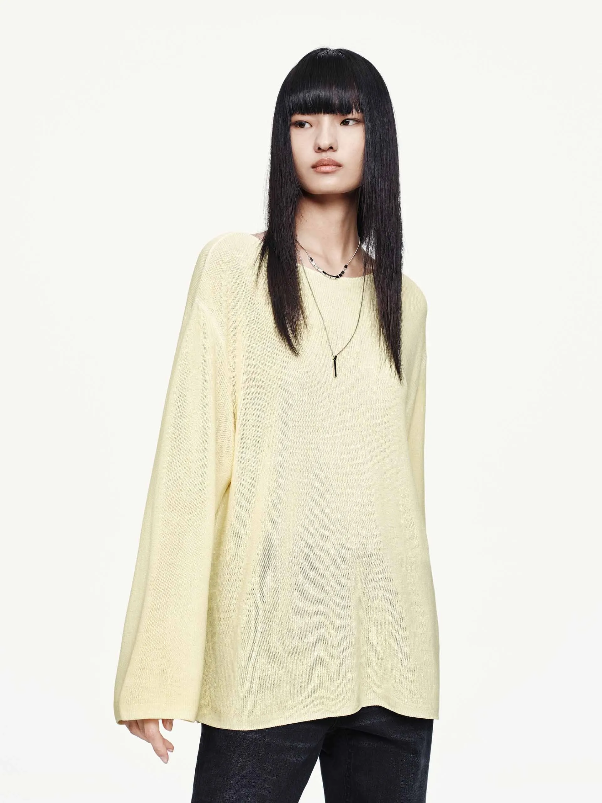 Warm And Comfortable Classic Knit Design Lightweight Loose Knitted Top