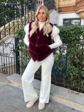 Lightweight Shell Burgundy Premium Faux Fur Gilet