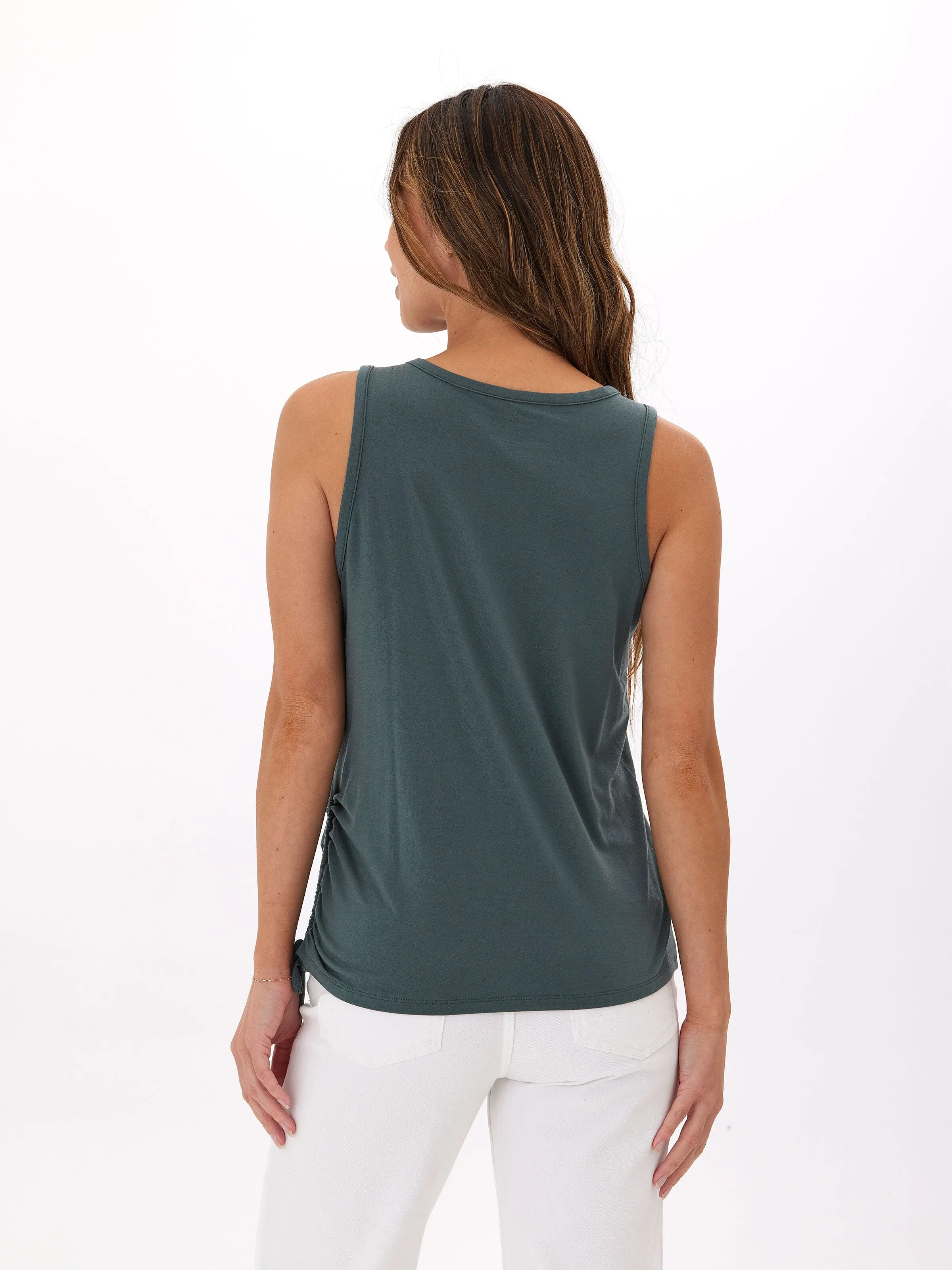 Detachable Hood Nia Side Ruched Jersey Tank