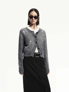 Lightweight Distress Cardigan NonRestrictive Cuff Design