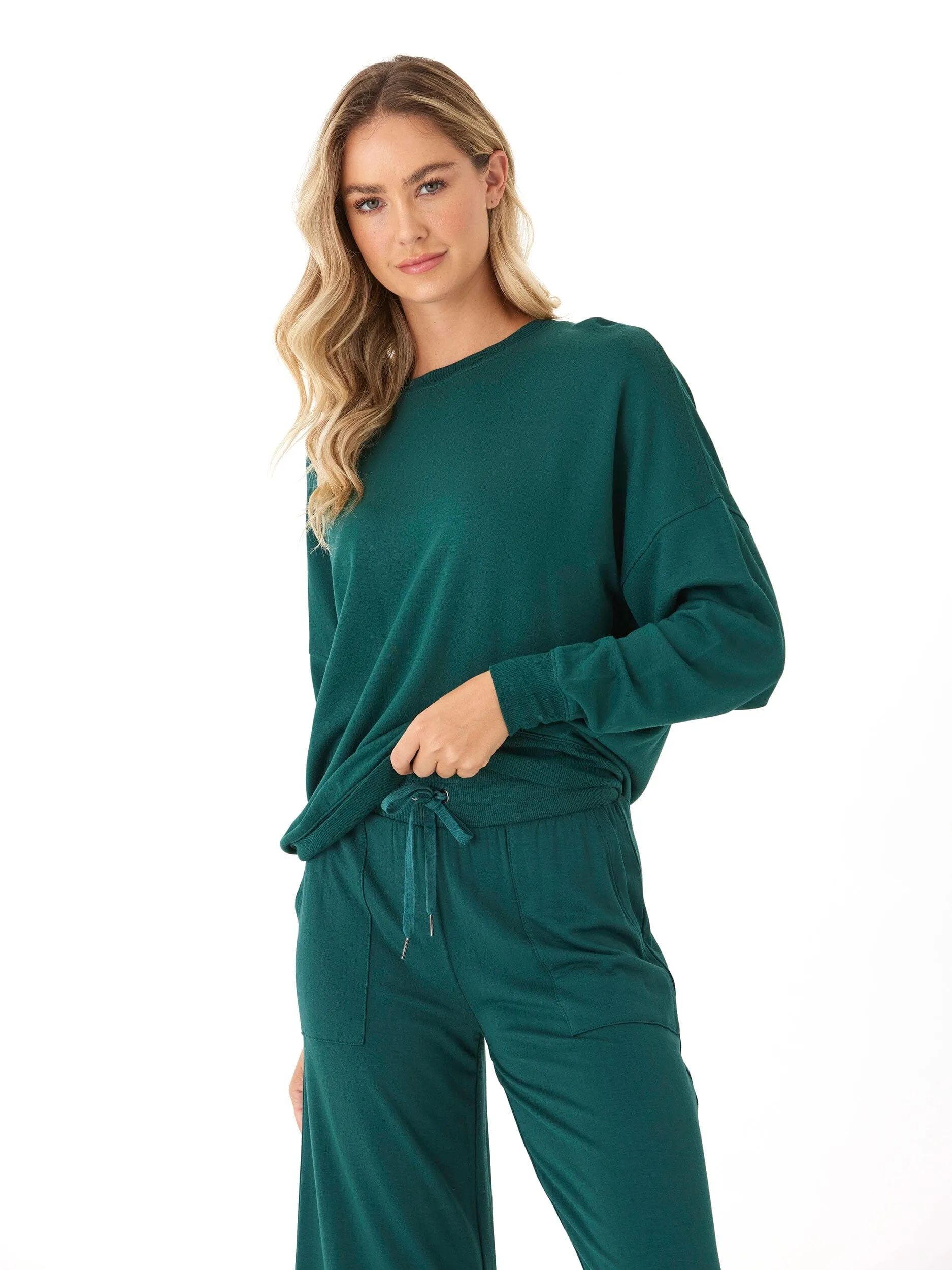 Cathy Boyfriend Feather Fleece Pullover Eco Dye Process