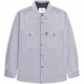 Anti Static Treatment Contemporary Design Lambretta Mens Brushed Twill Long Sleeve Striped Overshirt - Black/White