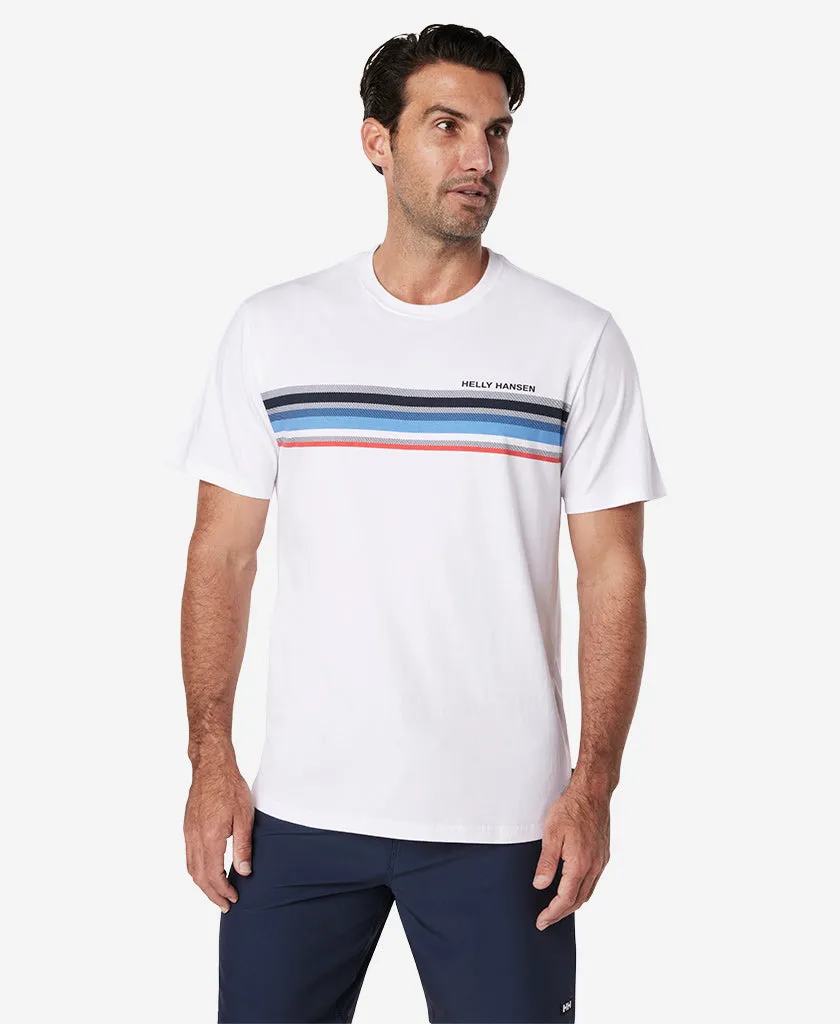 FadeResistant Dye LightweightFabric LINE UP T-SHIRT, White