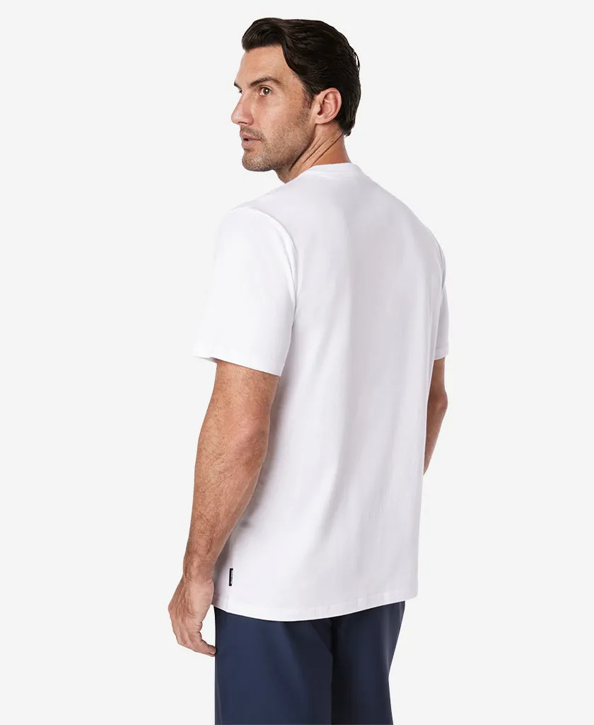 All Weather Performance Fabric ConvertibleCollar LINE UP T-SHIRT, White