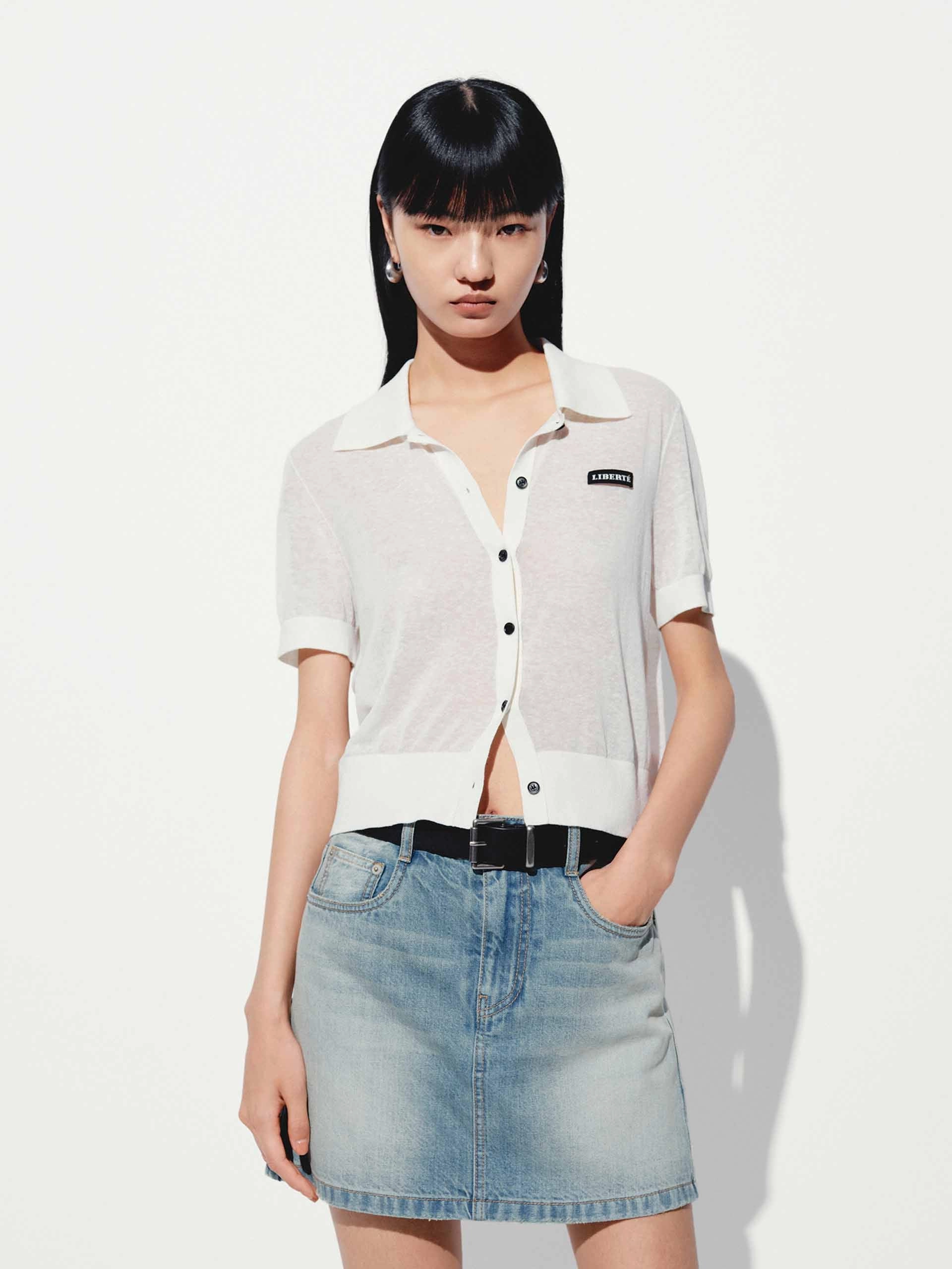 Linen Blend Cropped Cardigan Modern Layer