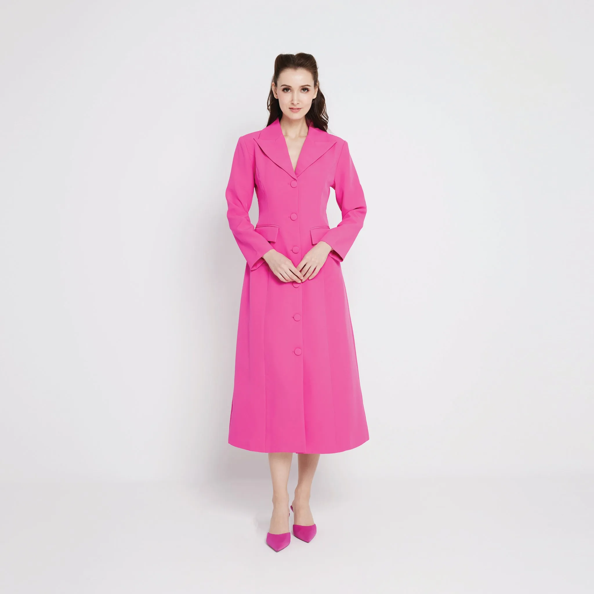 Long Jacket Houndstooth Print Ventilated Back