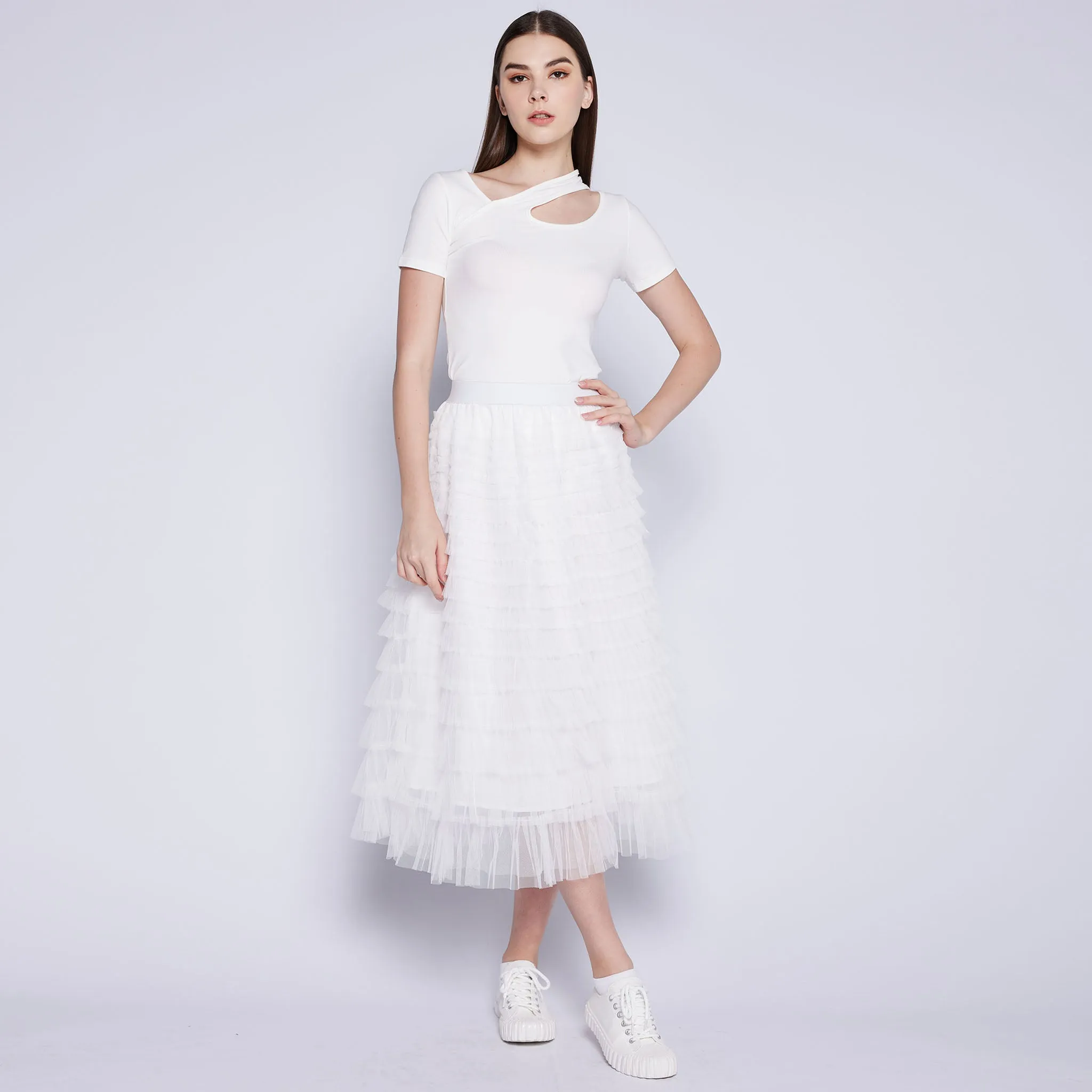 Tulle Layered Skirt Water Repellent