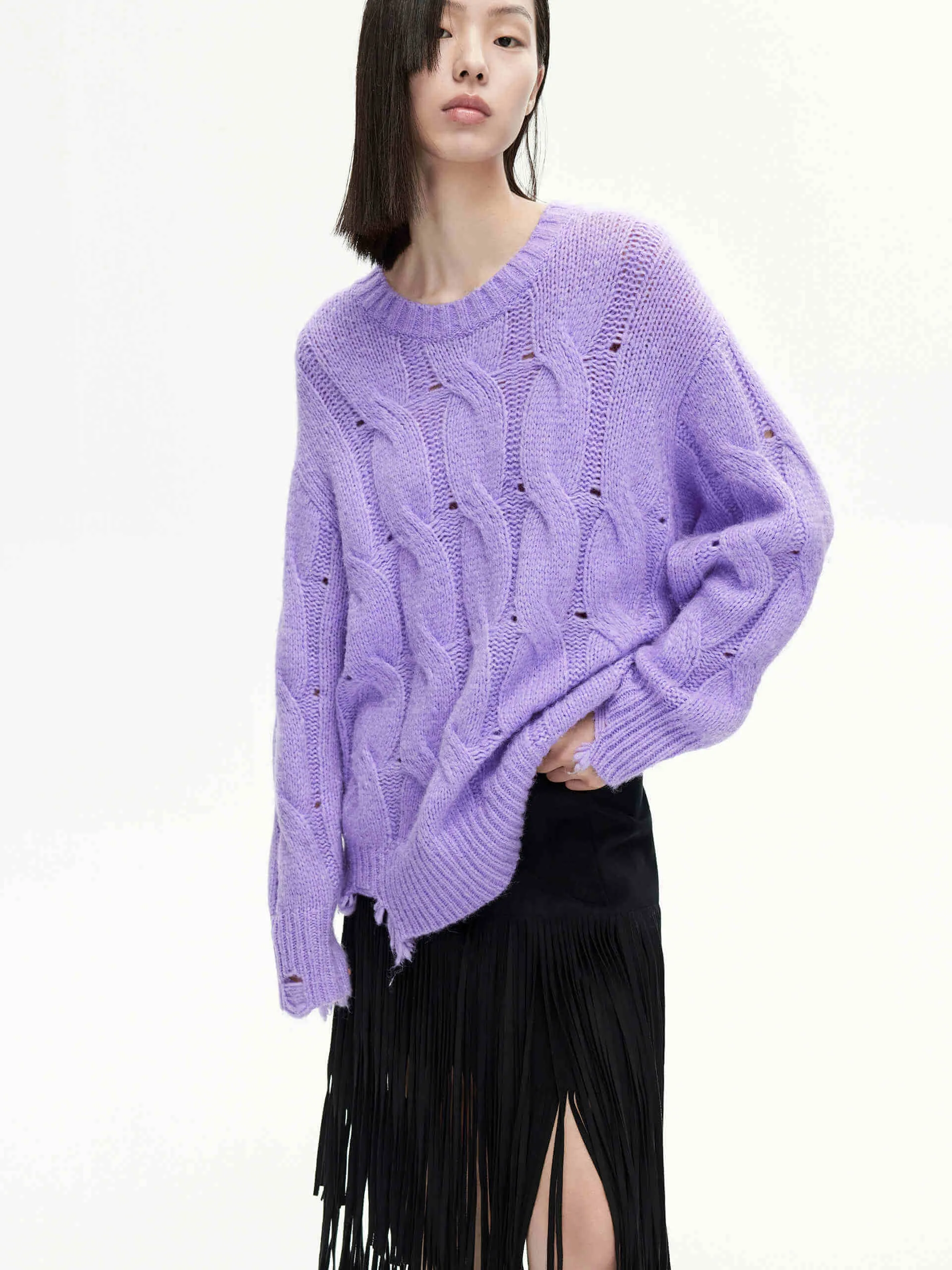 Loose Distressed Sweater Casual Knit Wear