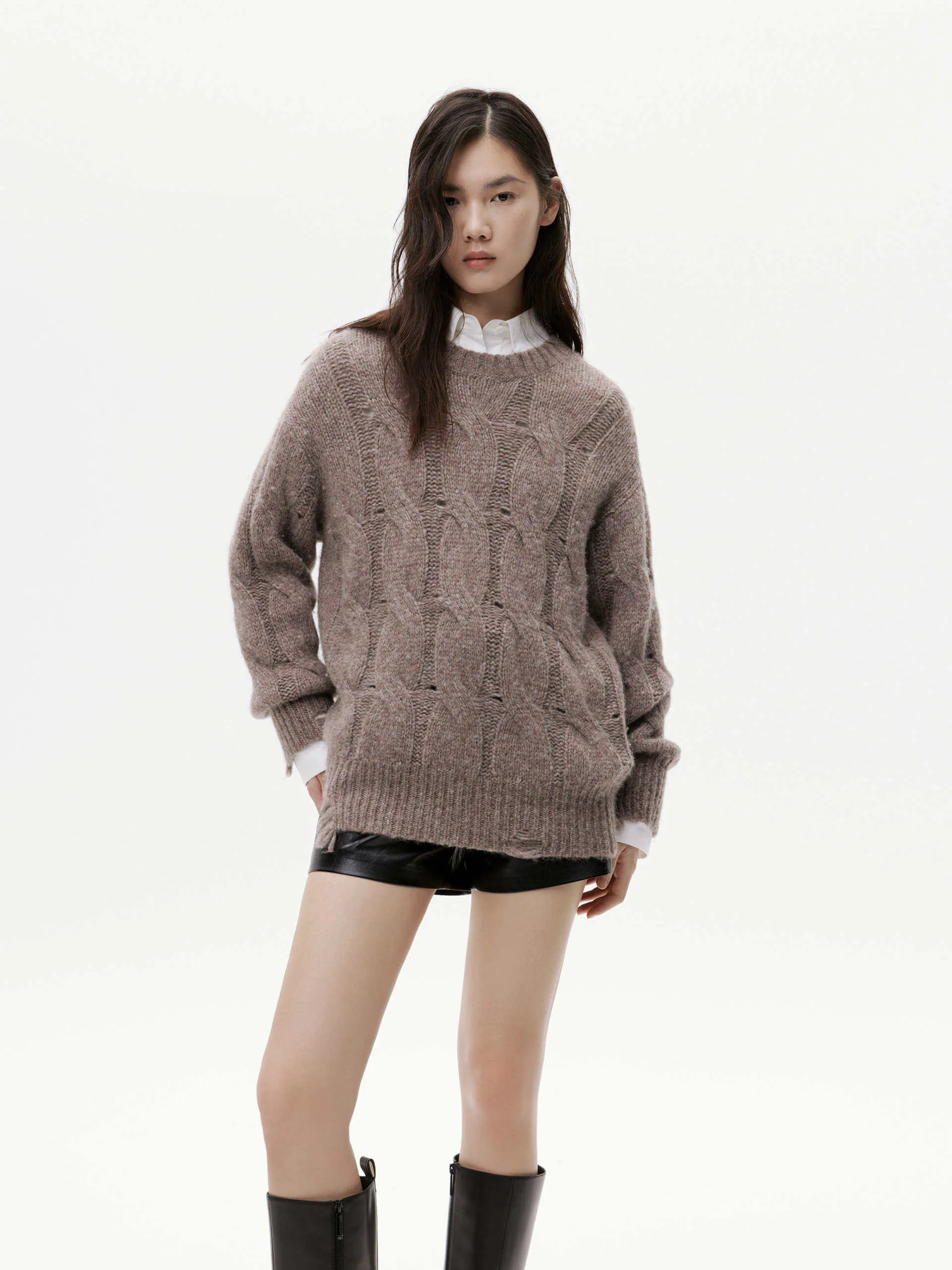 Soft and Elegant Cozy Look Loose Distressed Sweater
