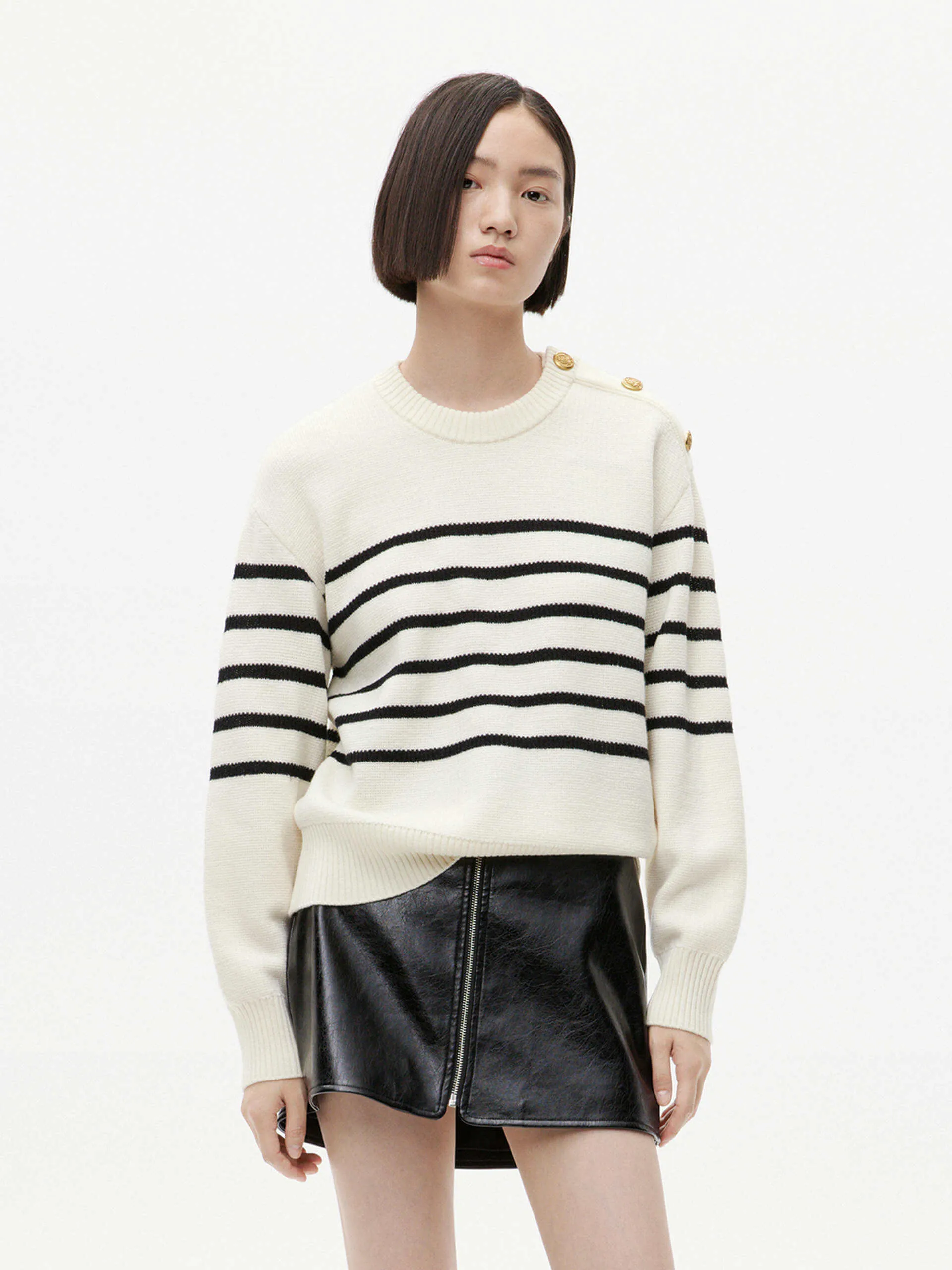 Elastic hem Loose Fit Wool Sweater