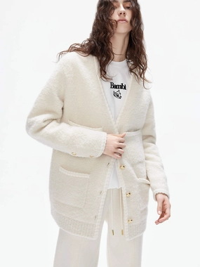 City Layer Loose Boucle Knit Cardigan