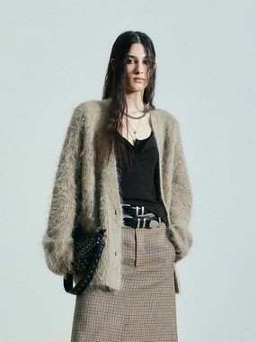 Loose Brushed Knitted Cardigan Everyday Use Fresh Trend