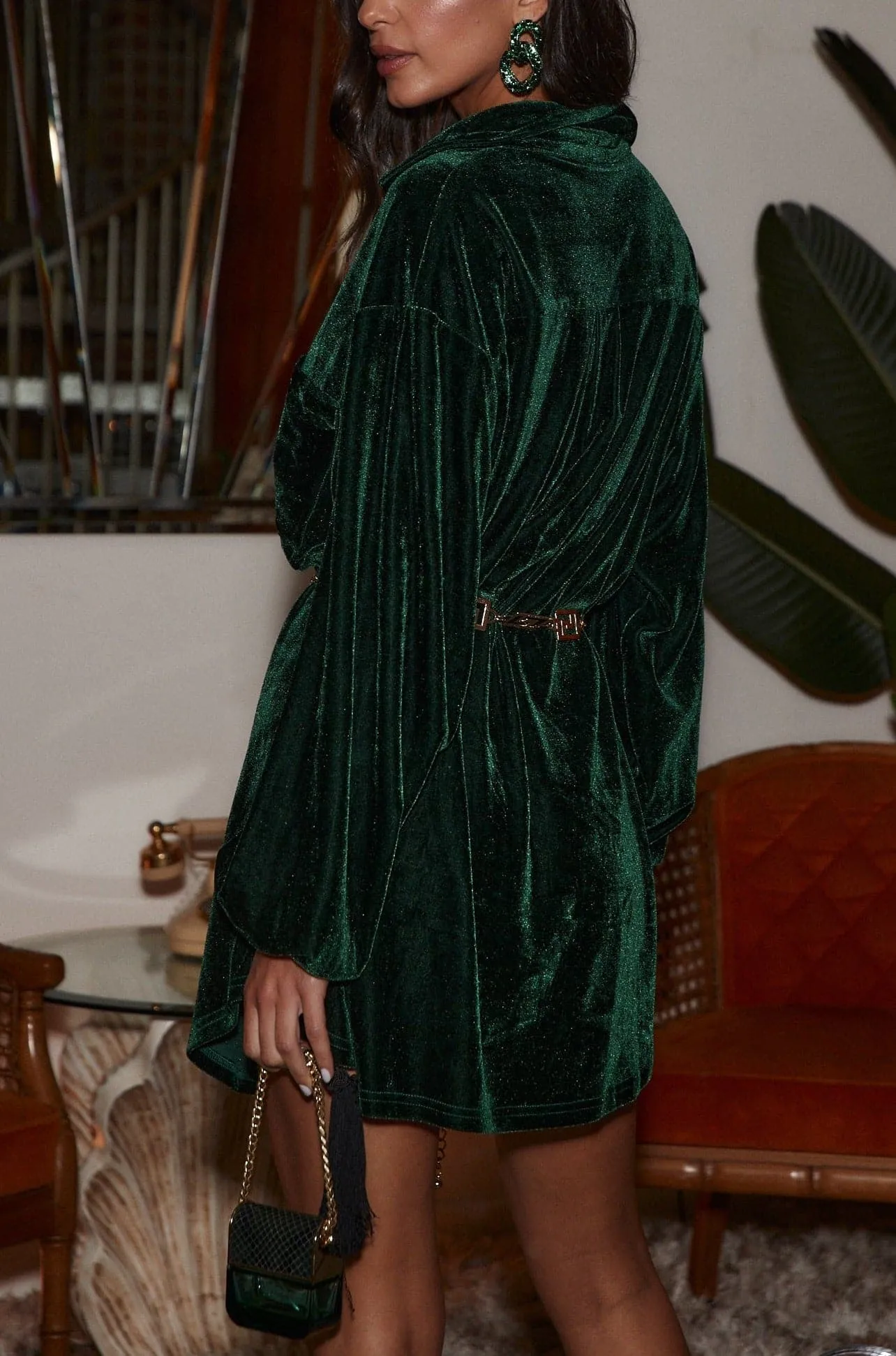 Low Key Loretta Emerald Velvet Mini Dress