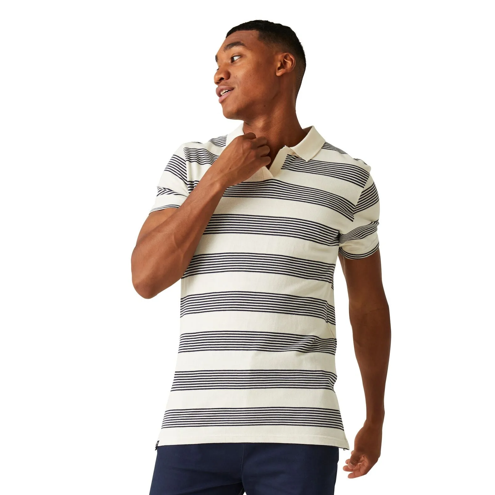 Travel Ready Relaxed Comfort Regatta Mens Tempete Stripe Short Sleeve Polo Shirt