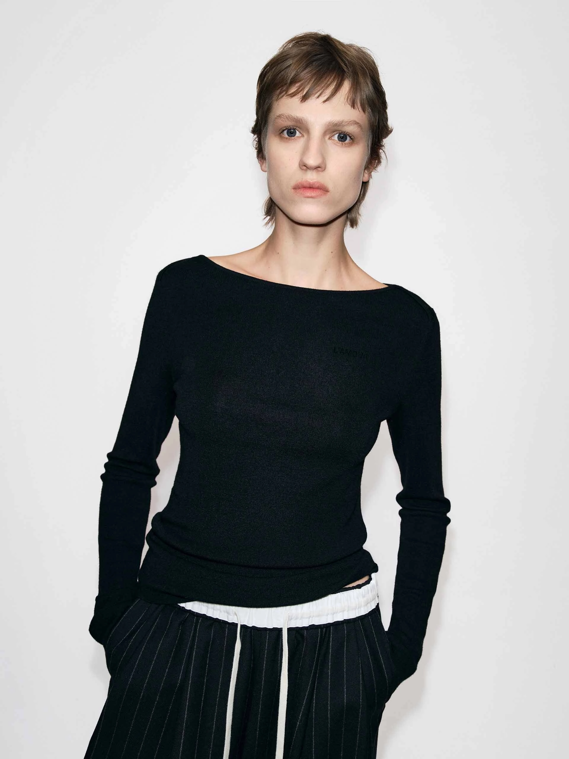 Chill Proof Tailored Silhouette Wool Blend Fitted Knitted Top