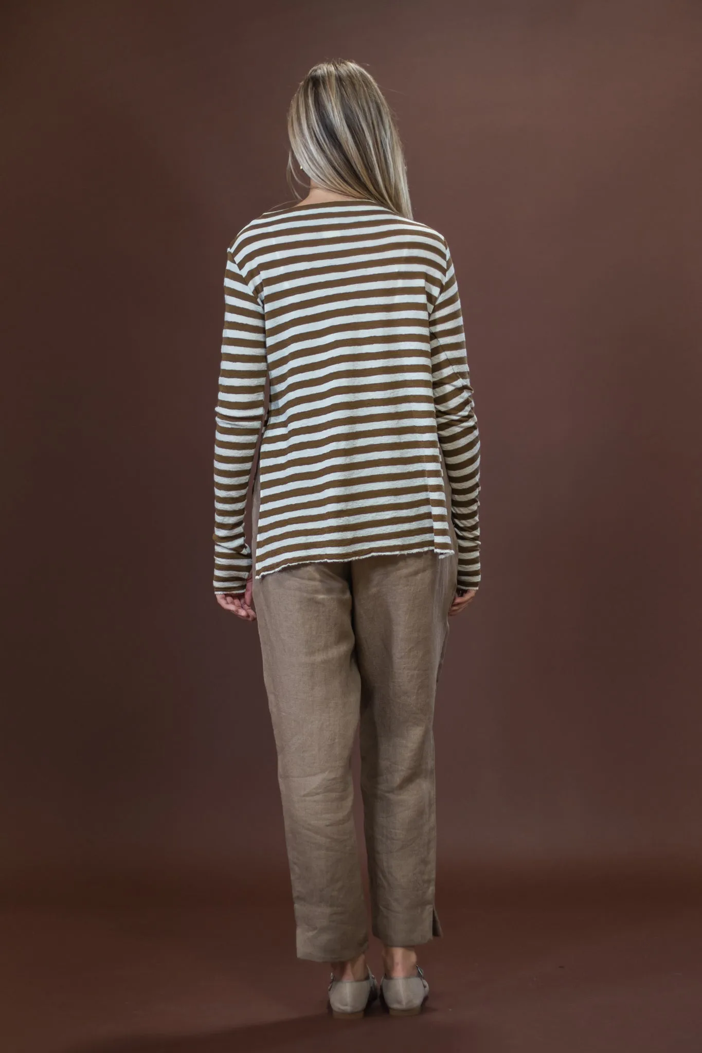 Merino With High Slits | Raw White   Bronze Stripe Active Design Biodegradable Fiber Options