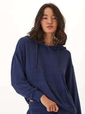 Layered Collar Madge Feather Fleece Pullover Hoodie