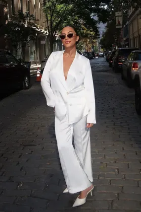 Madison White Satin Blazer Fashionable Trend Flex Dry Fabric System