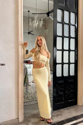 Casual Comfort Artistic Influence Maldives Baby Yellow Maxi Skirt