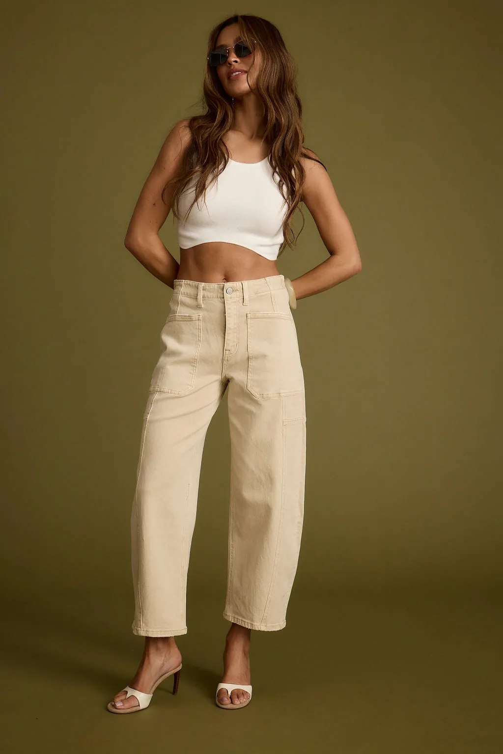 Malorie White Sleeveless Cropped Top StainRepellentCoating