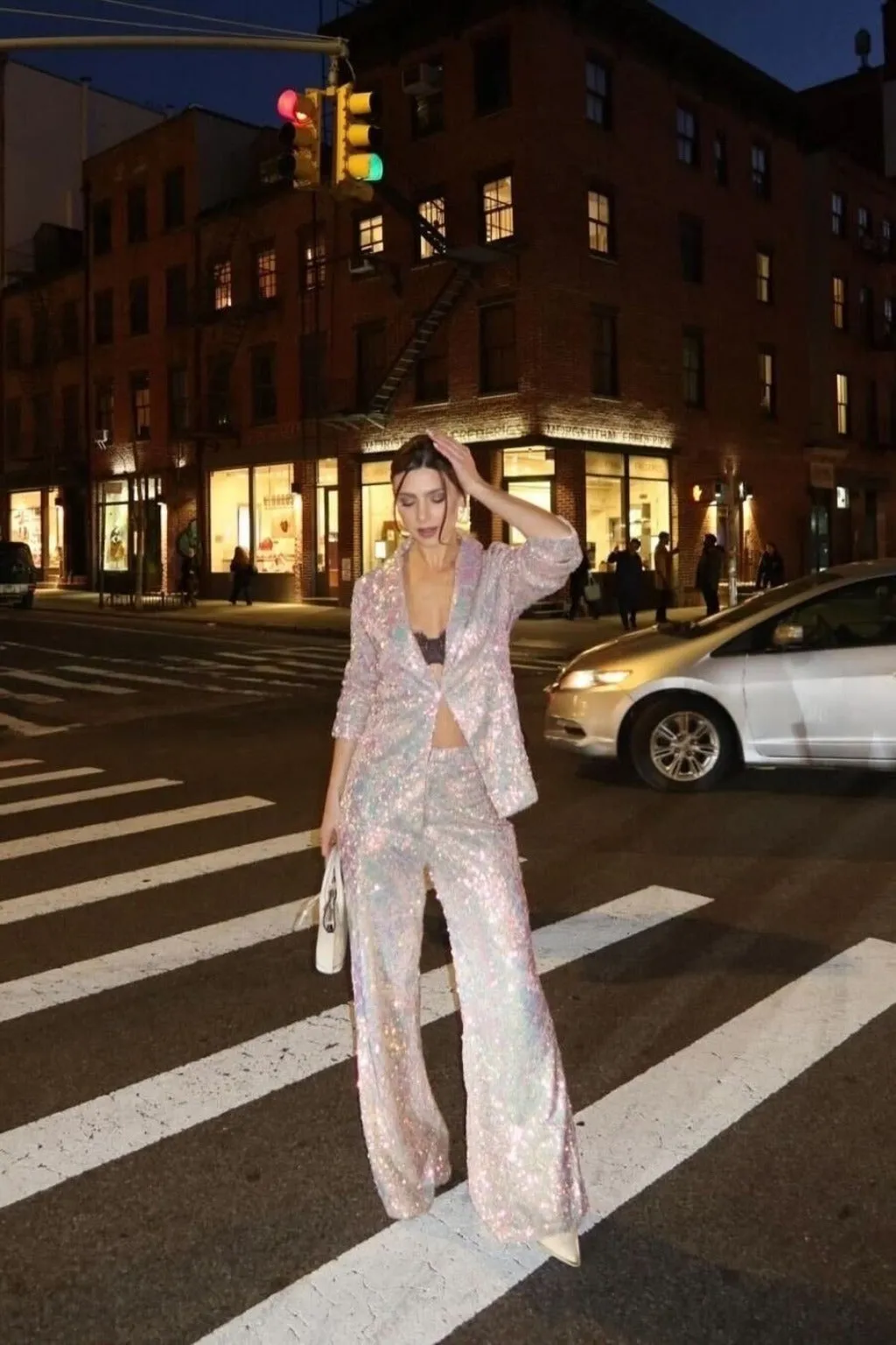TemperatureRegulating Marina Mermaid Print Sequin Blazer