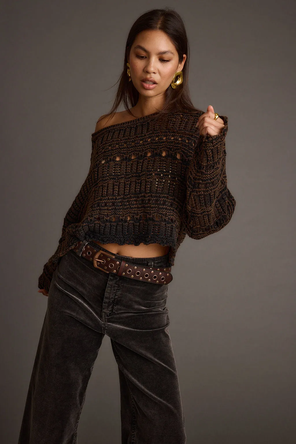 Conditioner birthday Marley Brown Open Knit Relaxed Sweater