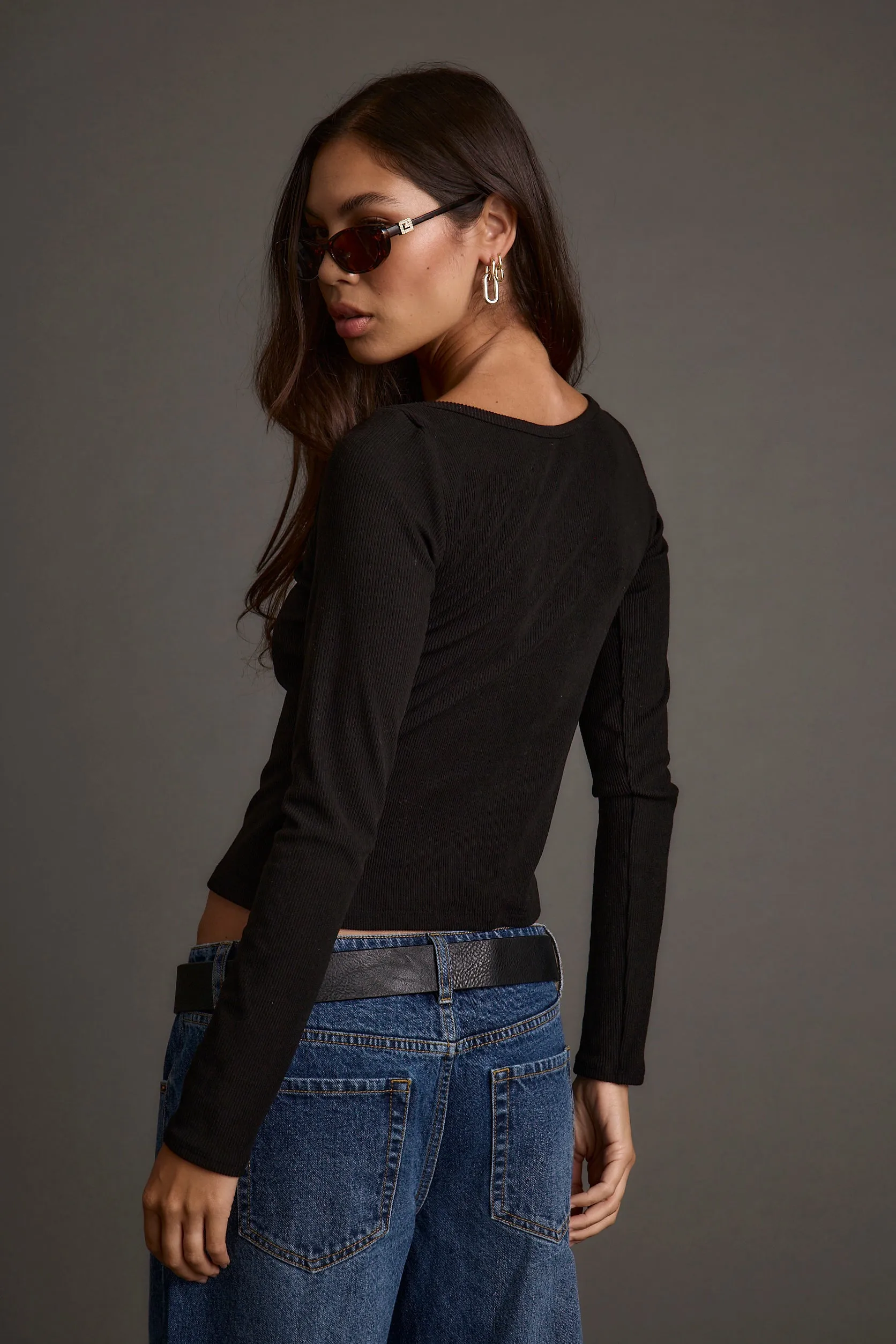 Curtain Matti Black Boat Neck Top