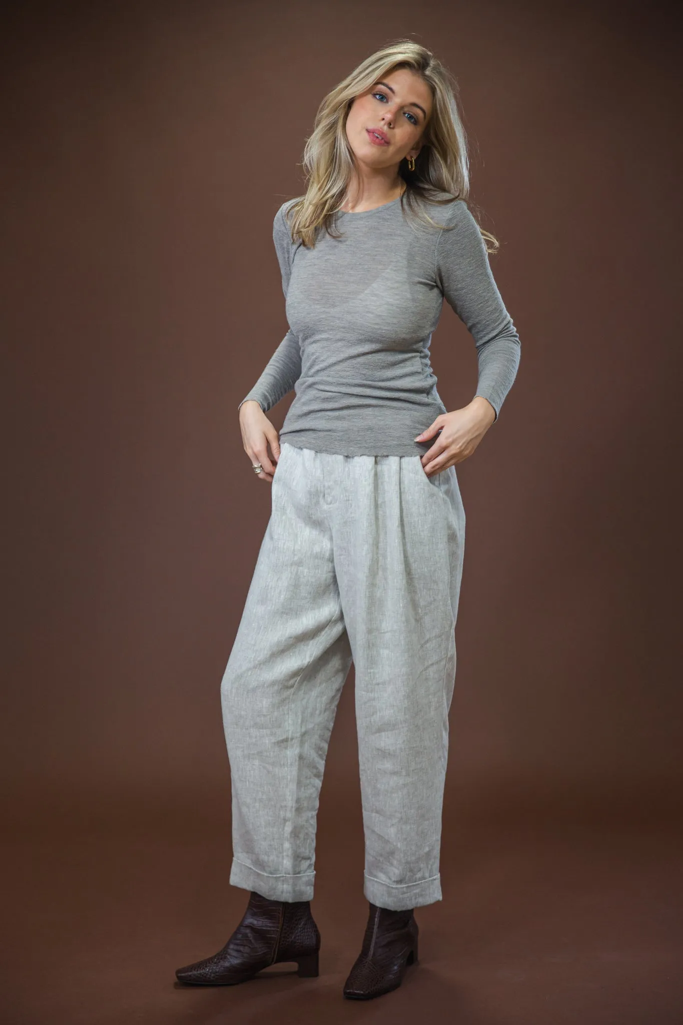 Knitted Warmth Merino Crew Neck | Elephant Melange