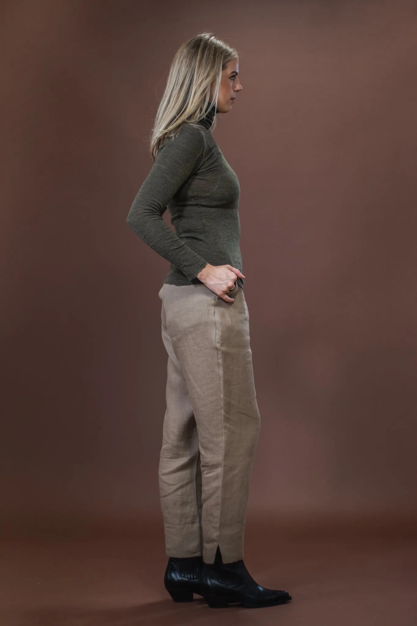 Merino Roll Neck | Capers Melange All Purpose Fit