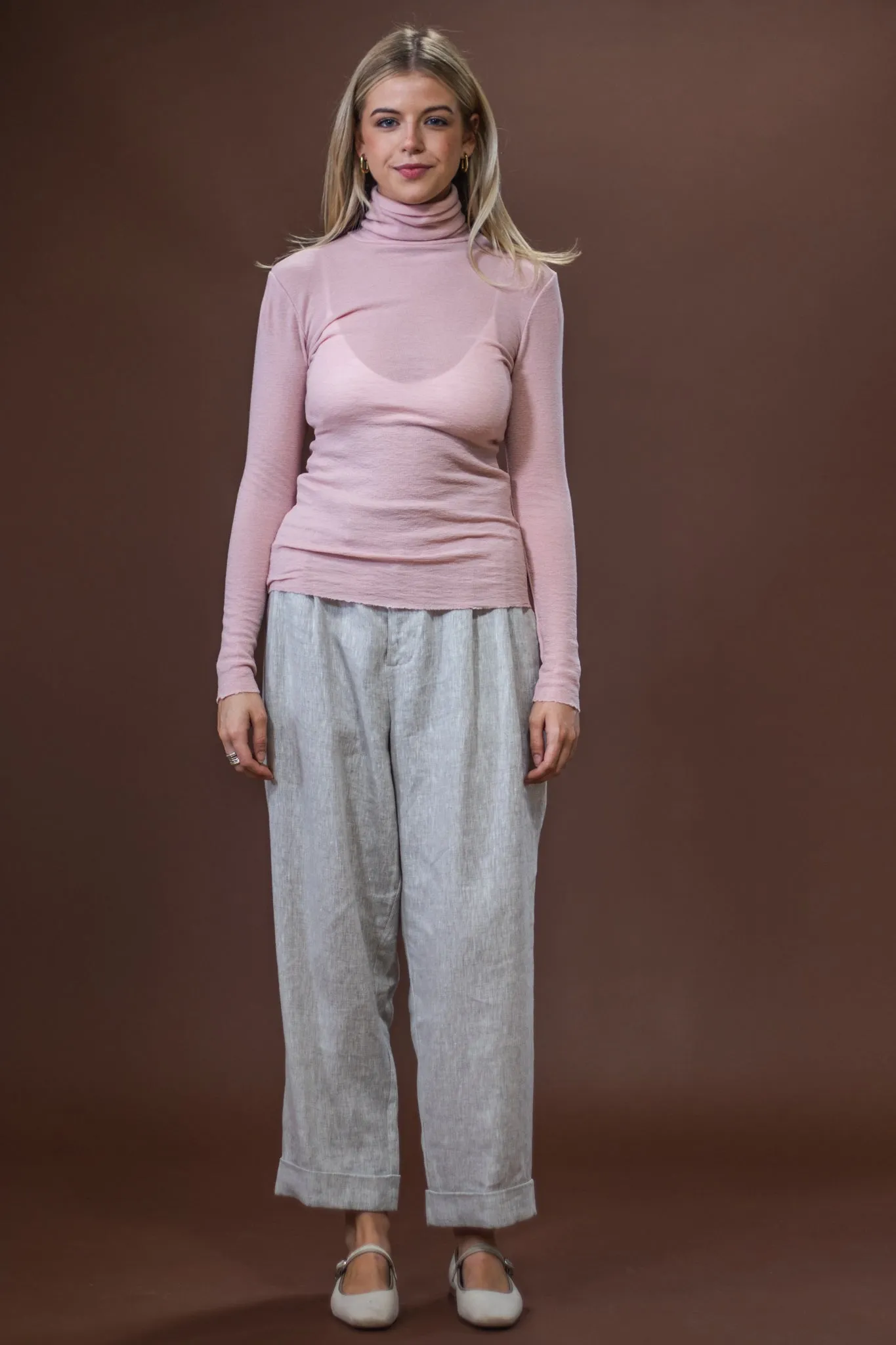 Winter Day Comfort Merino Roll Neck | Rose