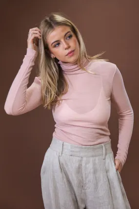 Stretchy Layers Classic Comfort Merino Roll Neck | Rose