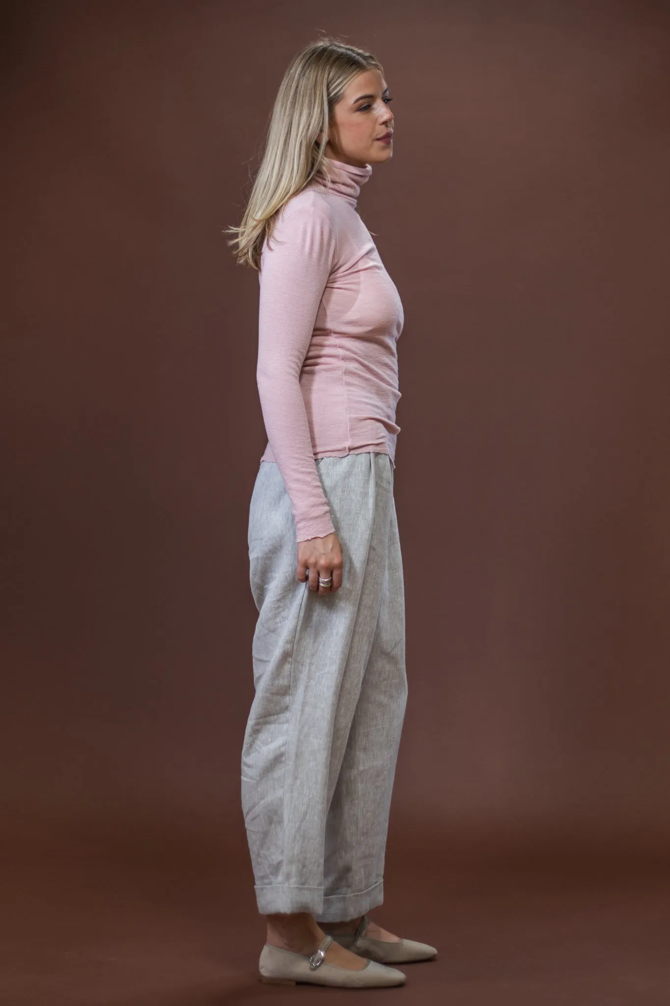 Merino Roll Neck | Rose Luxury Knit Comfy Wearable