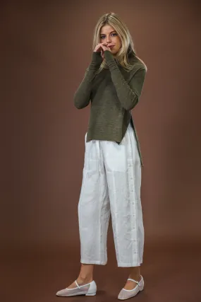 Merino With High Slits | Capers Melange Fade Resistant Finish Chilly Day Outfit