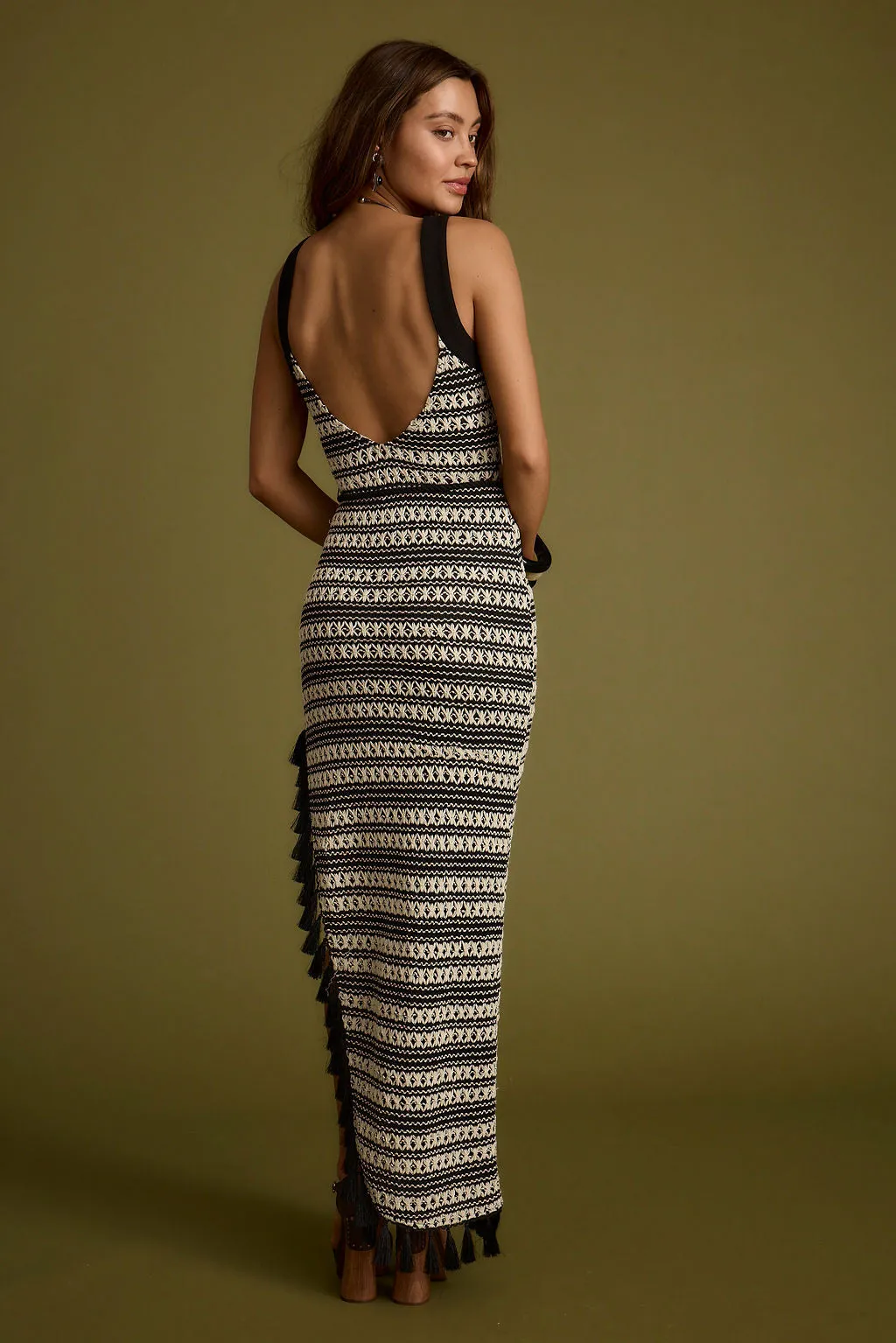 Mezza Black and White Crochet Maxi Dress Classic and Chic Comfortable and Flattering