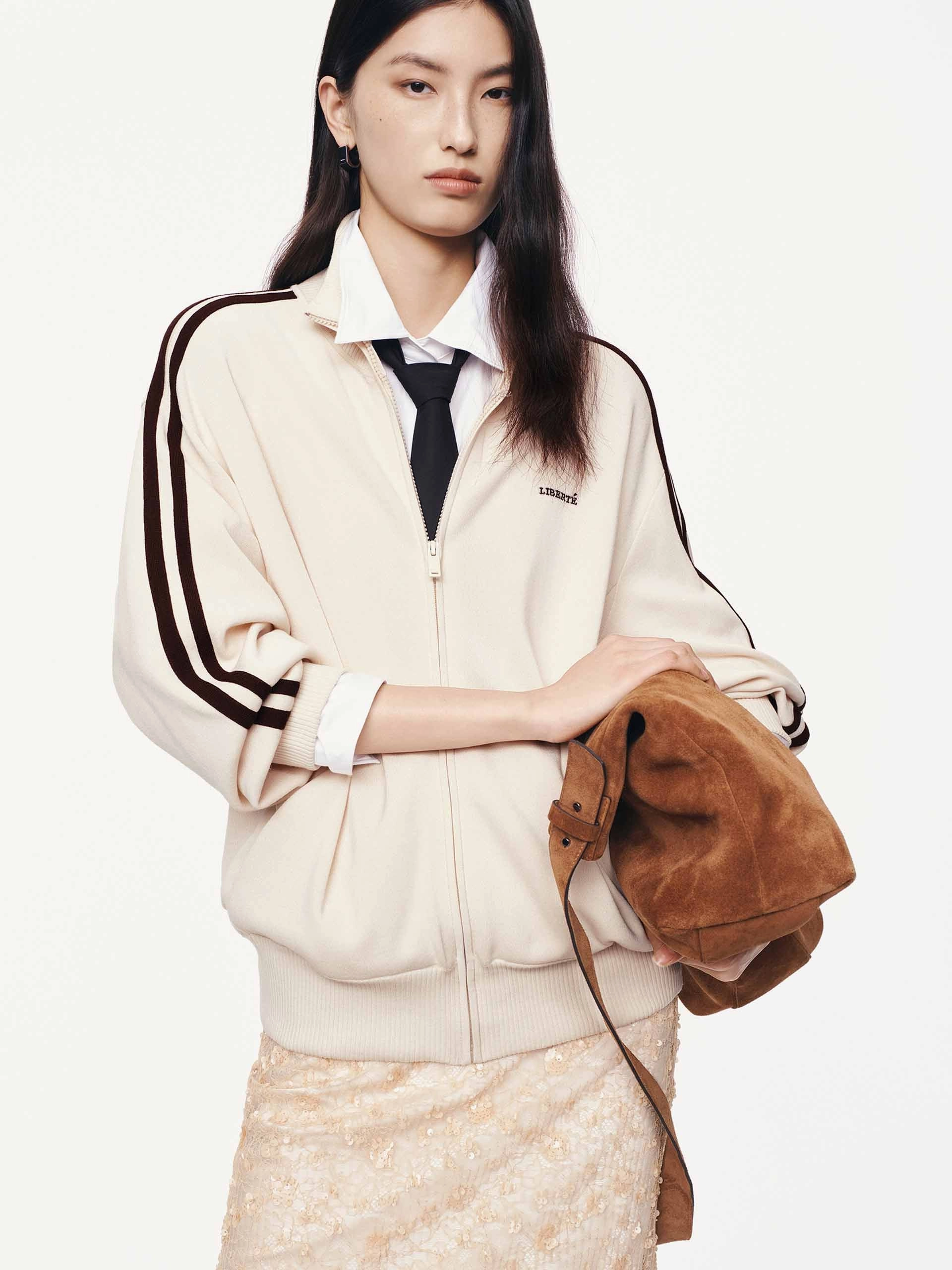 Urban Casual Outdoor Warmth Contrast Trim Knitted Cardigan