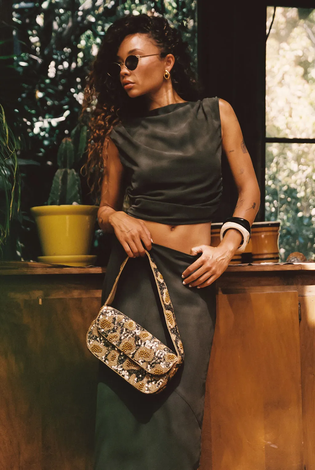 Mila Olive Maxi Skirt Craftsmanship Focus
