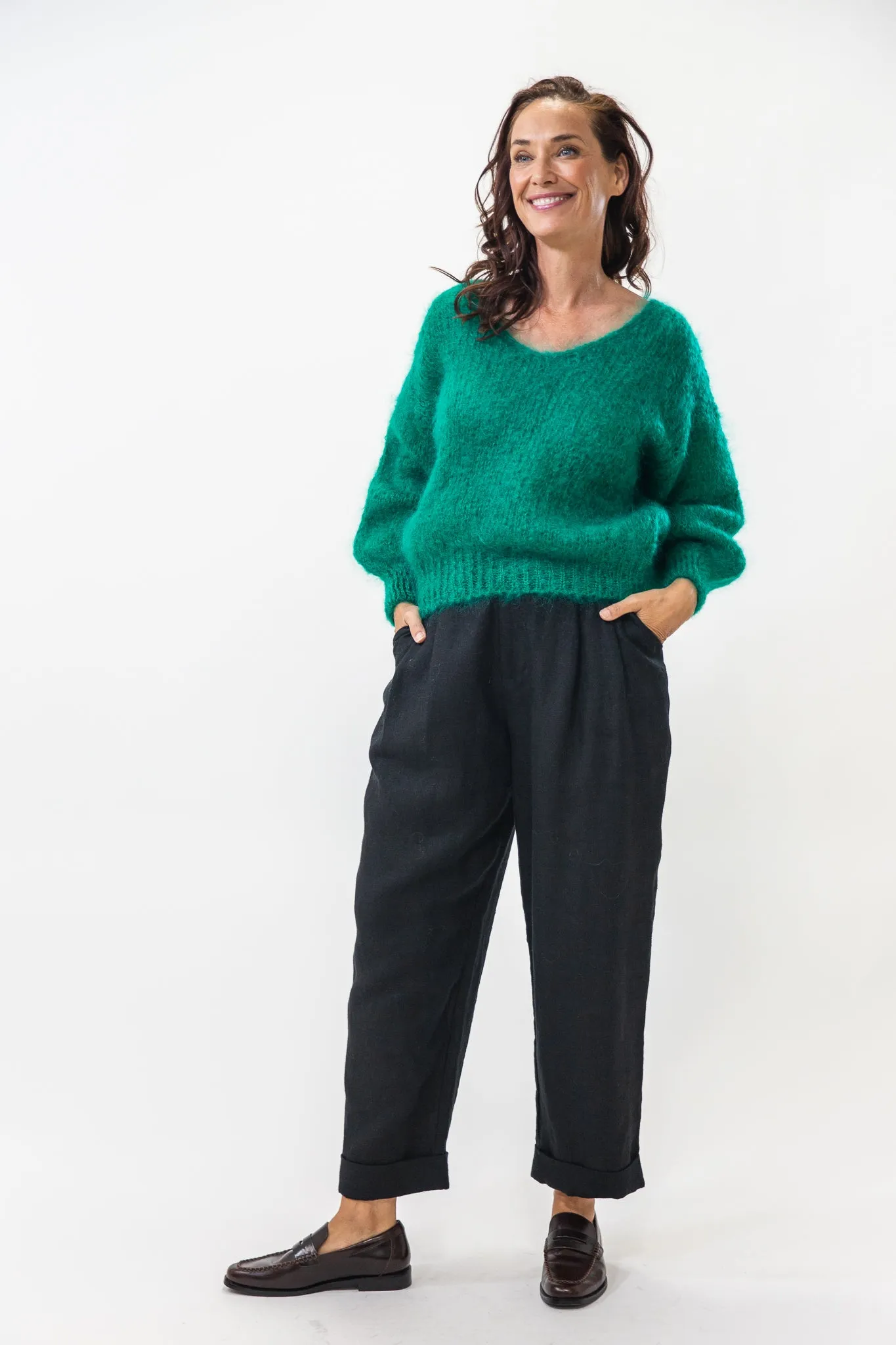 Milana Knit | Jade Green Vintage Wash Finish Essential Warmth