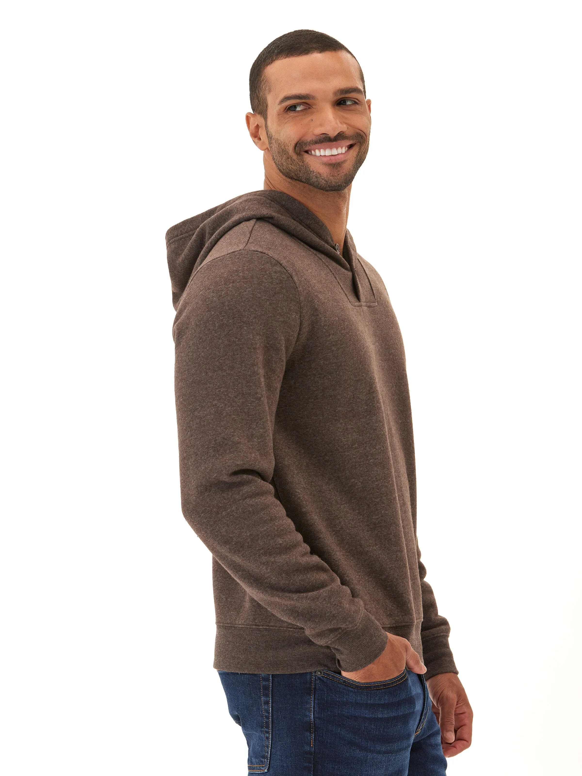Light Reflectivity Trim Kieran Triblend Fleece Henley Hoodie