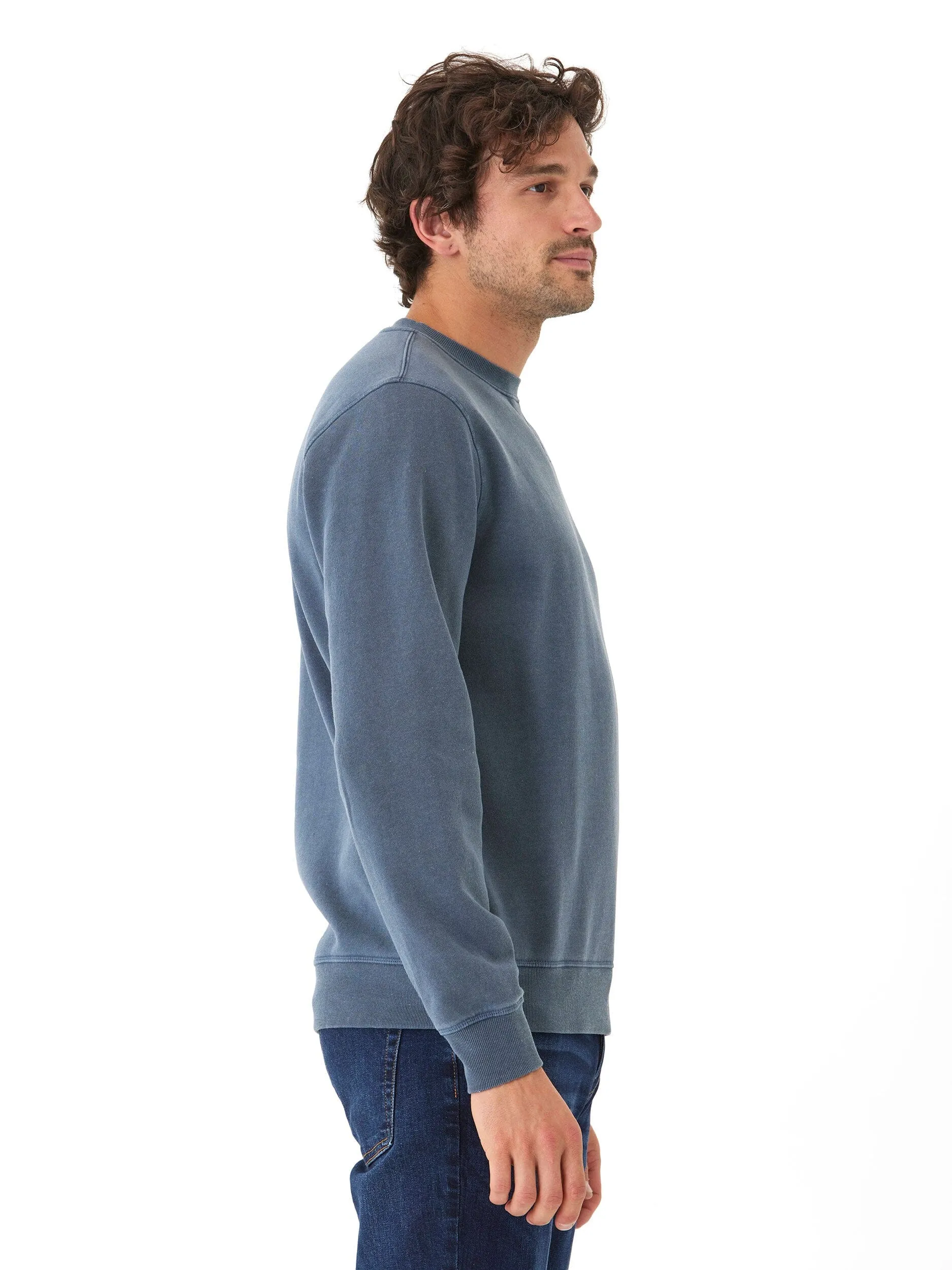 Glove Compatible Cuffs Unisex Casual Fit Mineral Wash Fleece Crew