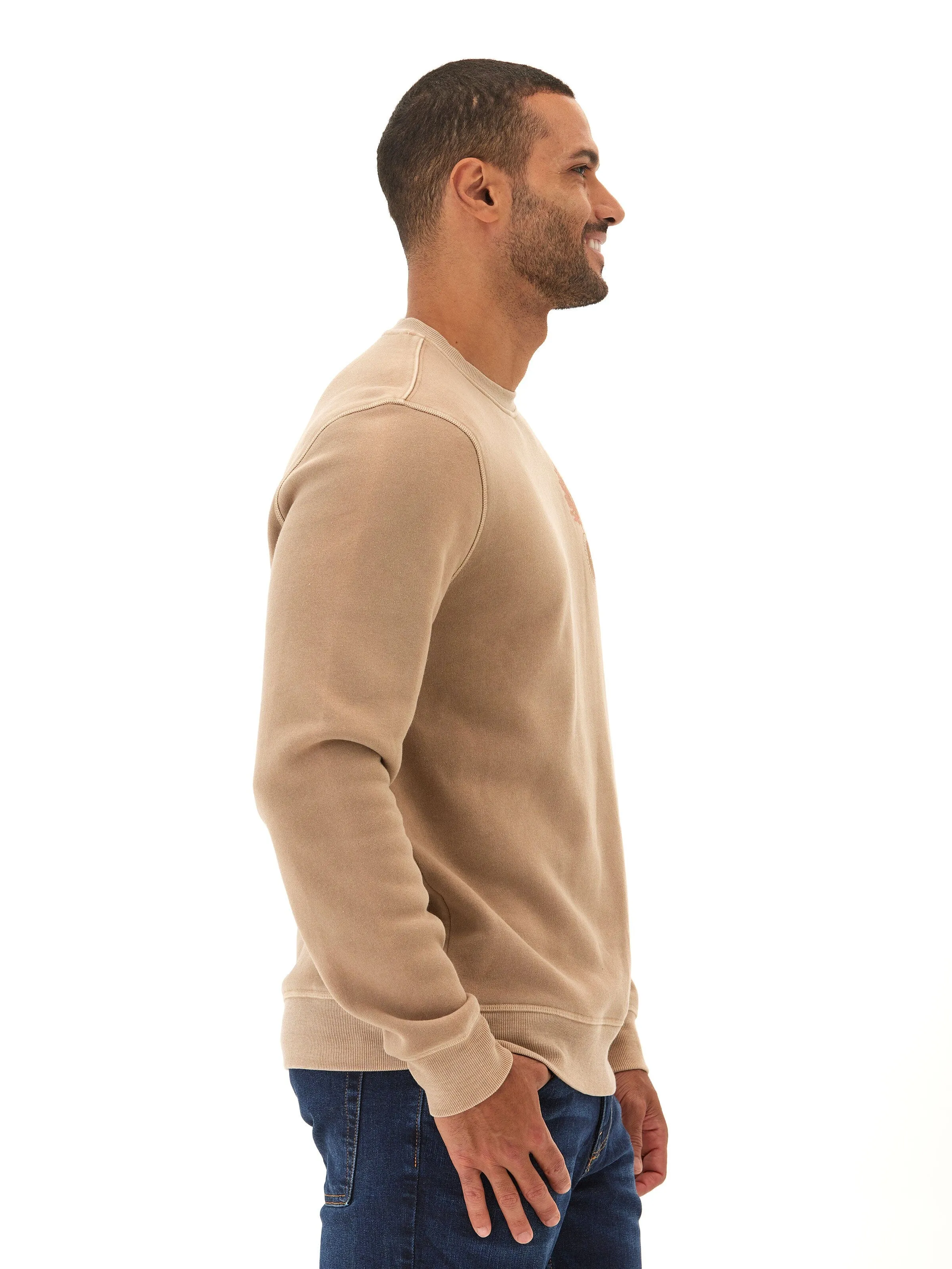 Travel Street Style Mineral Wash Graphic Fleece Crew