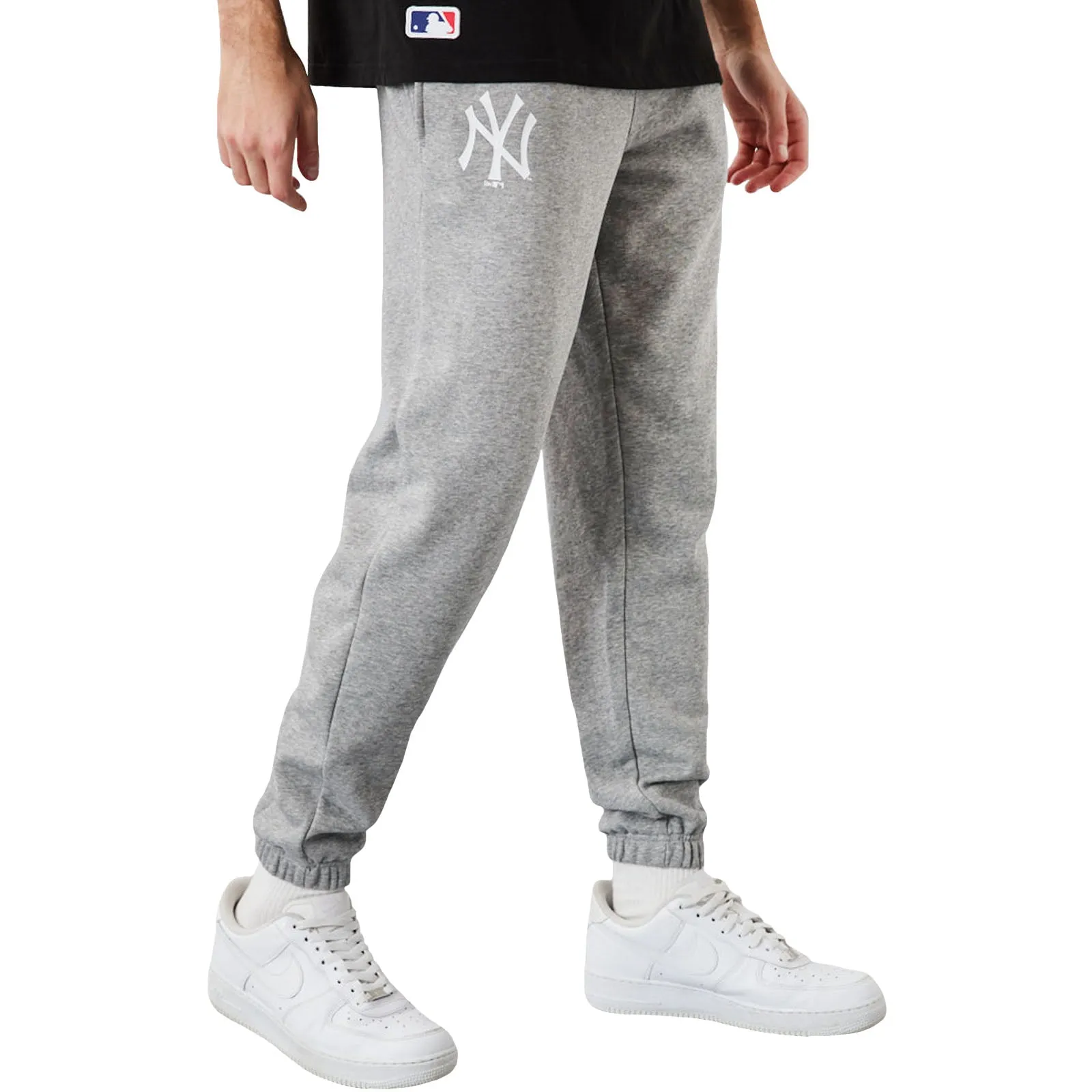 New Era Mens New York Yankees MLB Team Logo Joggers - Grey Wrinkle-Resistant Lightweight Flex