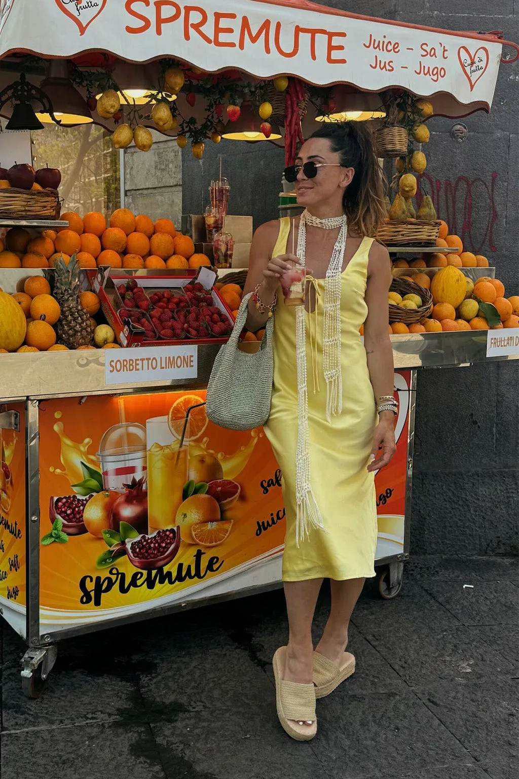 Sunset Glow Daphne Yellow Satin Midi Dress