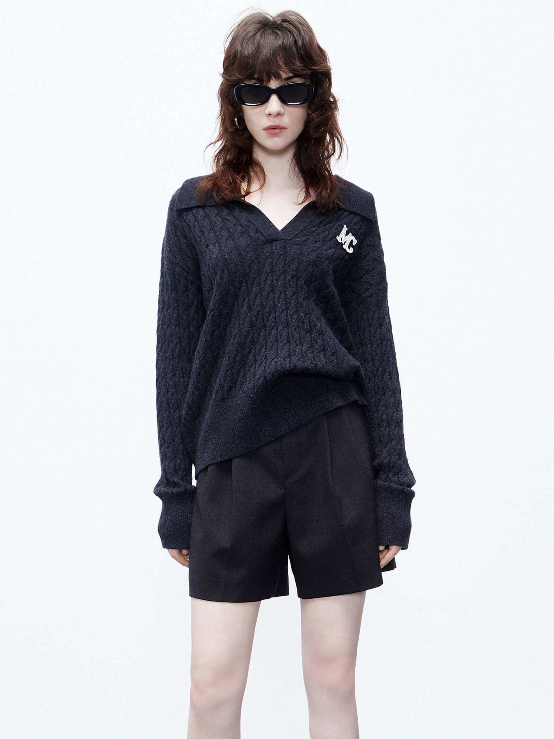 Cable Textured Wool Sweater Merino Wool Casual Warmth