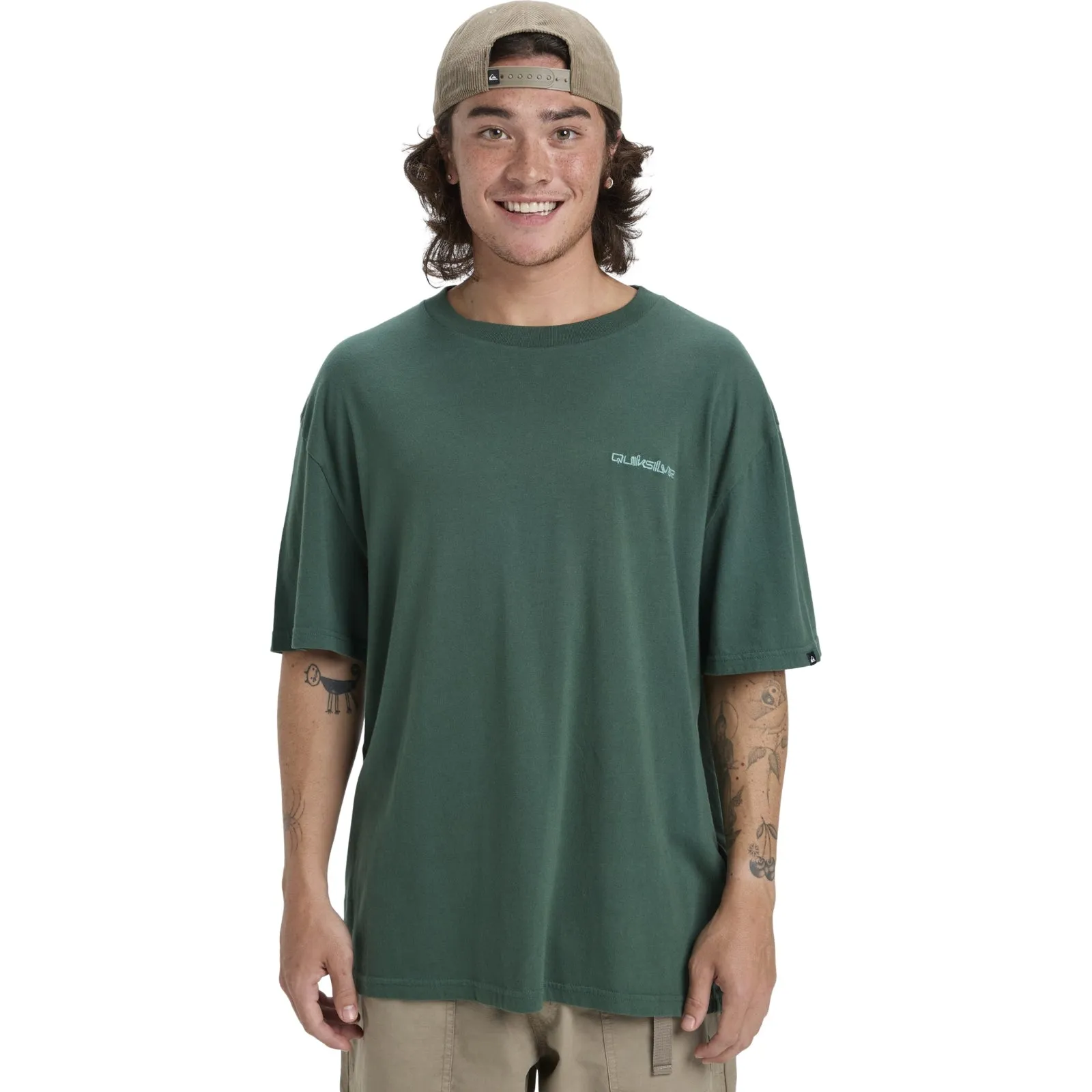 Quiksilver Mens Salt Water Short Sleeve T-Shirt - China Blue Compact Jacquard Weave Reinforced Shoulder Panels