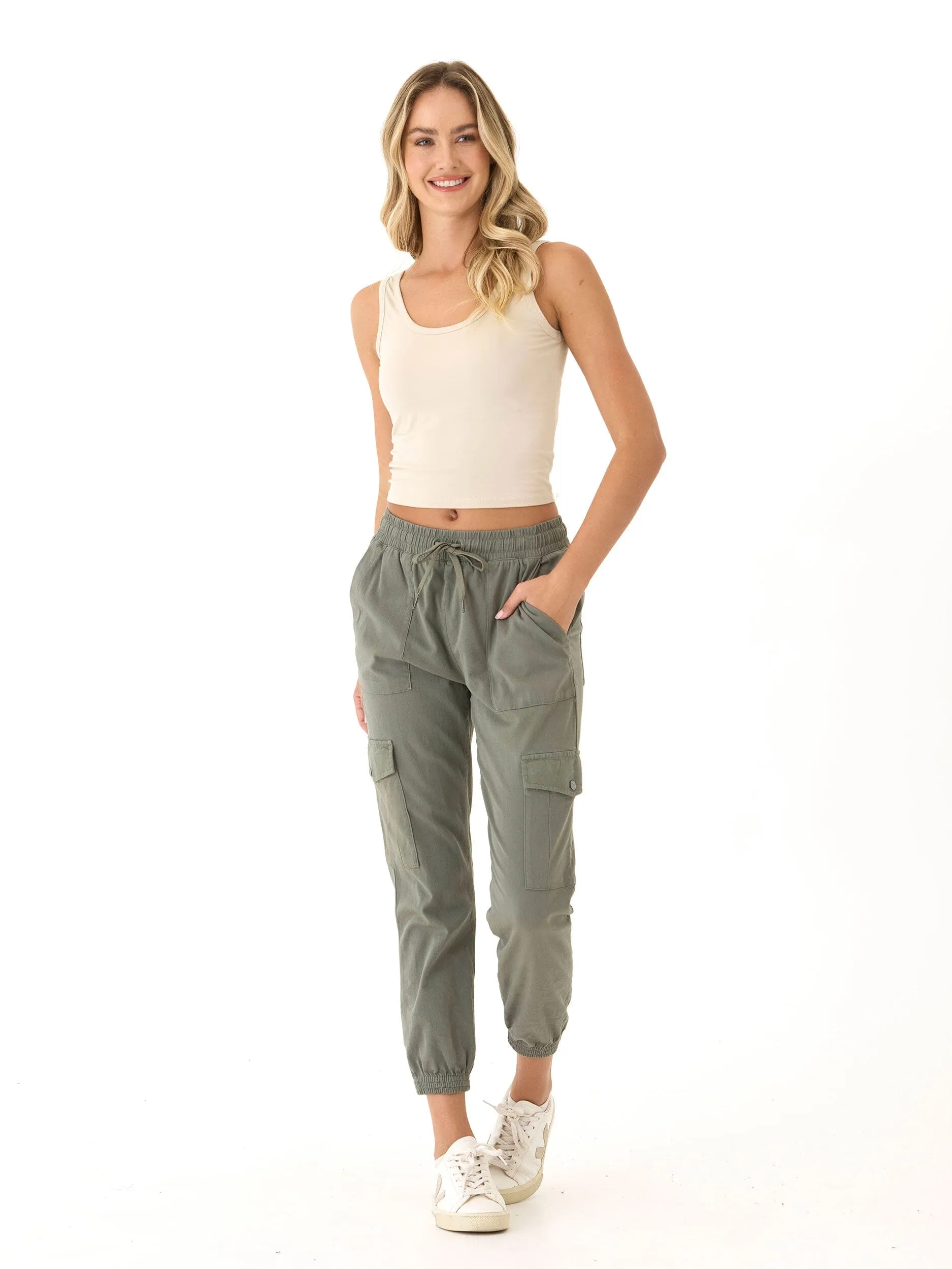 Mirabel Luxe Jersey Fitted Crop Tank Convertible Collar