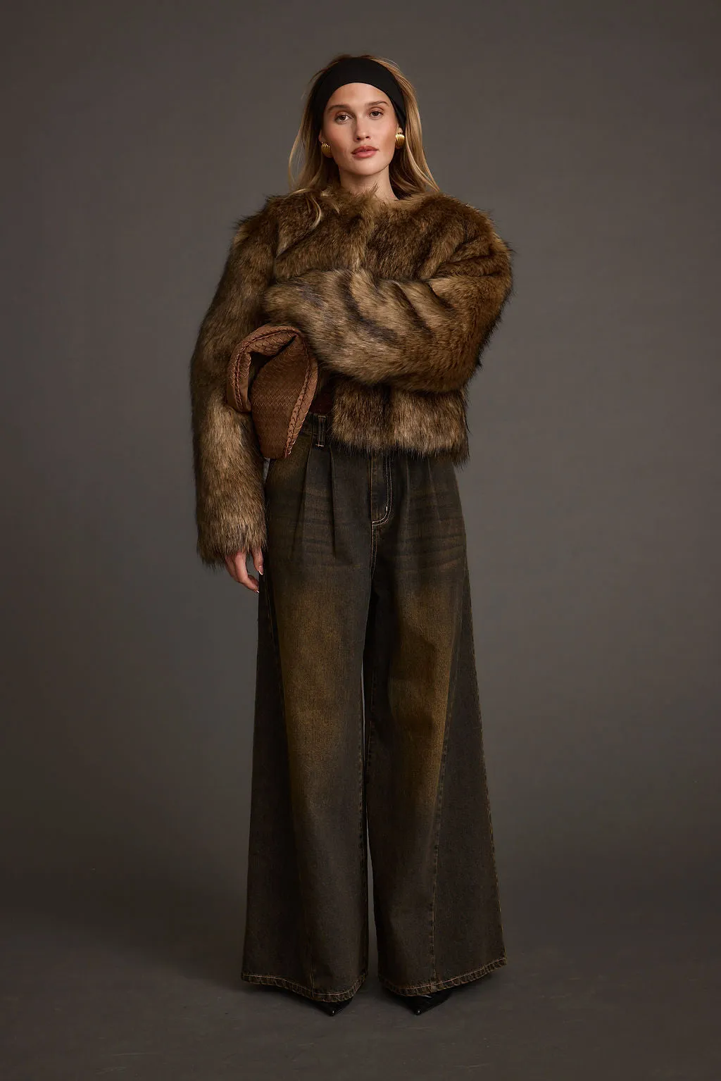Valley area Misty Brown Faux Fur Coat