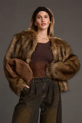 Fashionable Trend Misty Brown Faux Fur Coat